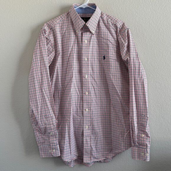 Ralph Lauren Button Down Shirt Long Sleeve Checkered Size Medium EUC 100% Cotton - Picture 1 of 5